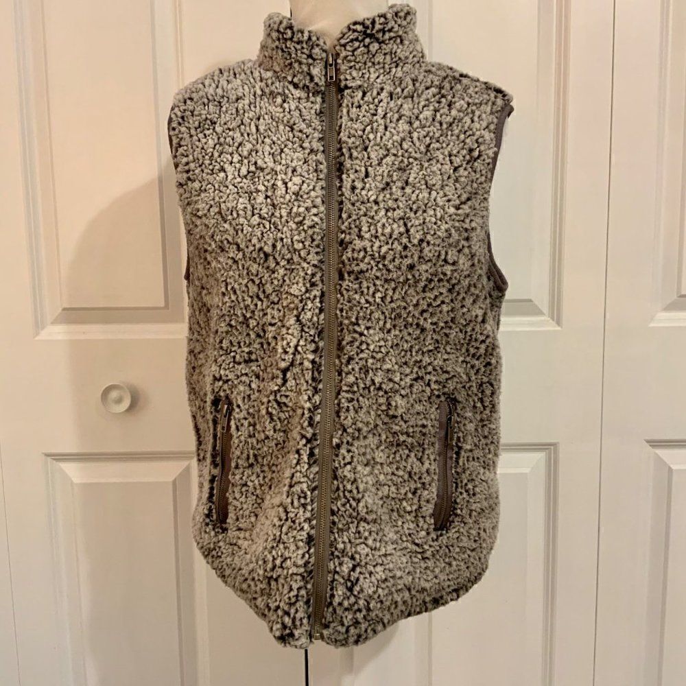 Thread & Supply Grey Sherpa Vest Zippered Closure Small